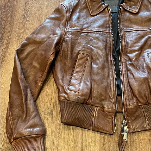 Mango 100% Leather Distressed Bomber Jacket - Picture 5 of 9